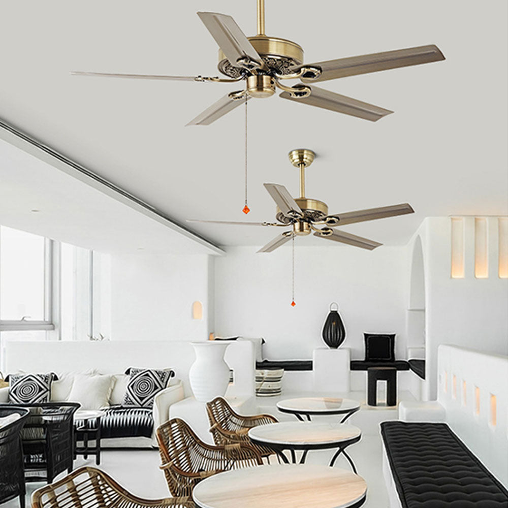 Alessio 5-Blade Cooper Industrial DC Ceiling Fan, Brass, 51'' - Cueteks