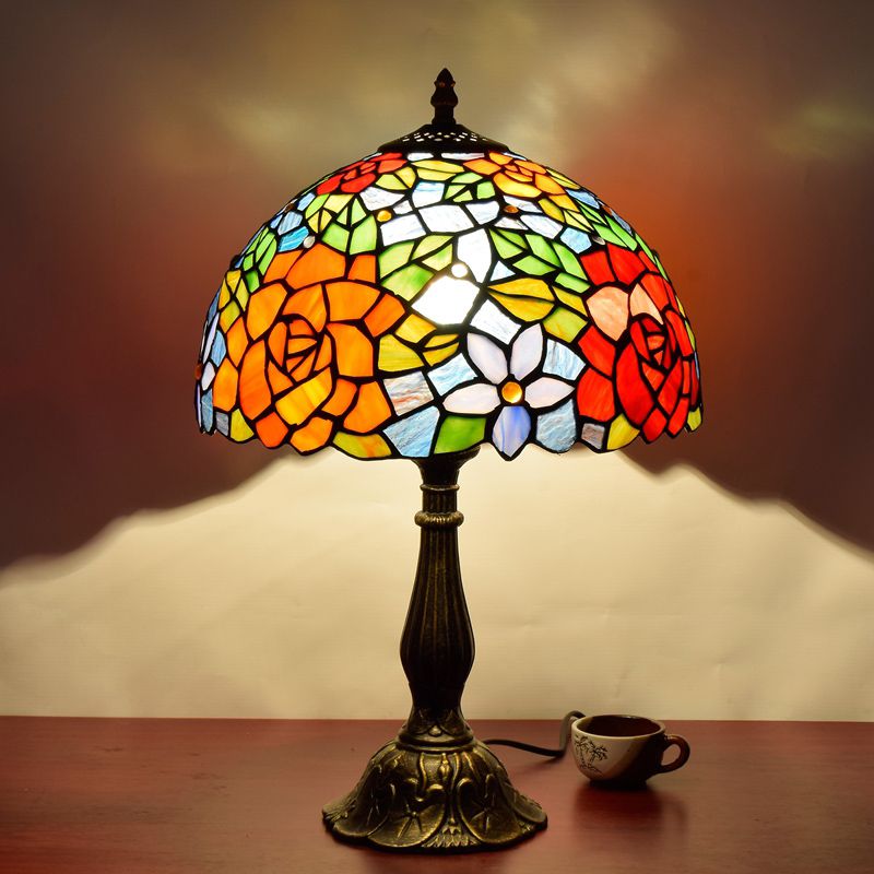 Alessio Design Bunt LED Tischlampe mit Kuppelschirm Wohn/Schlafzimmer Metall&Glas - Cueteks