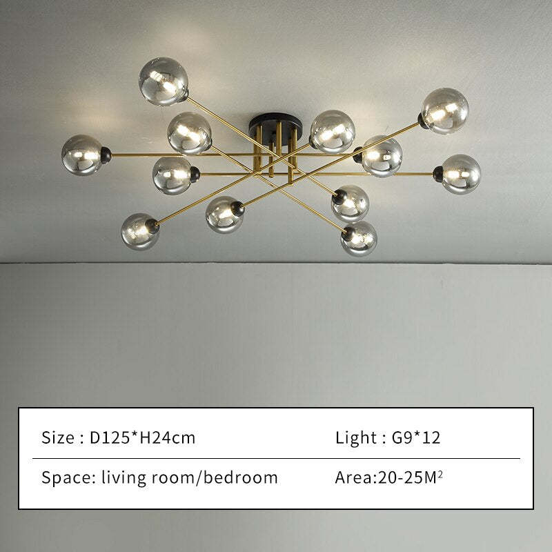 Valentina Industrial Glass Globe Chandelier LED, 6 Style - Cueteks