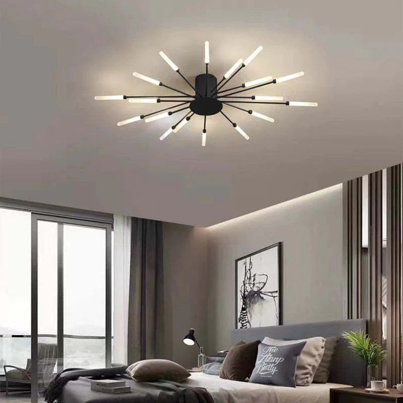 Lowry Industrial LED Deckenleuchte Schwarz/Gold Wohnzimmer Metall - Cueteks