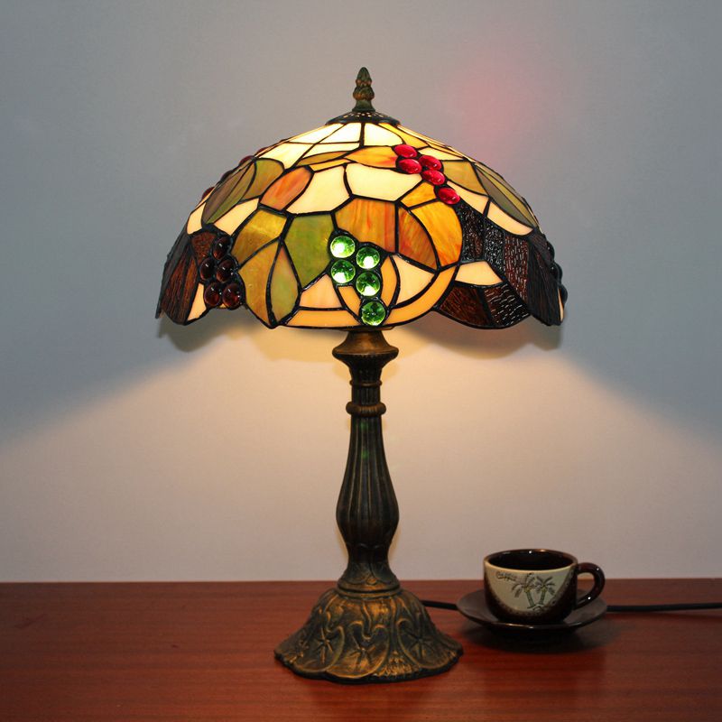 Alessio Design Bunt LED Tischlampe mit Kuppelschirm Wohn/Schlafzimmer Metall&Glas - Cueteks