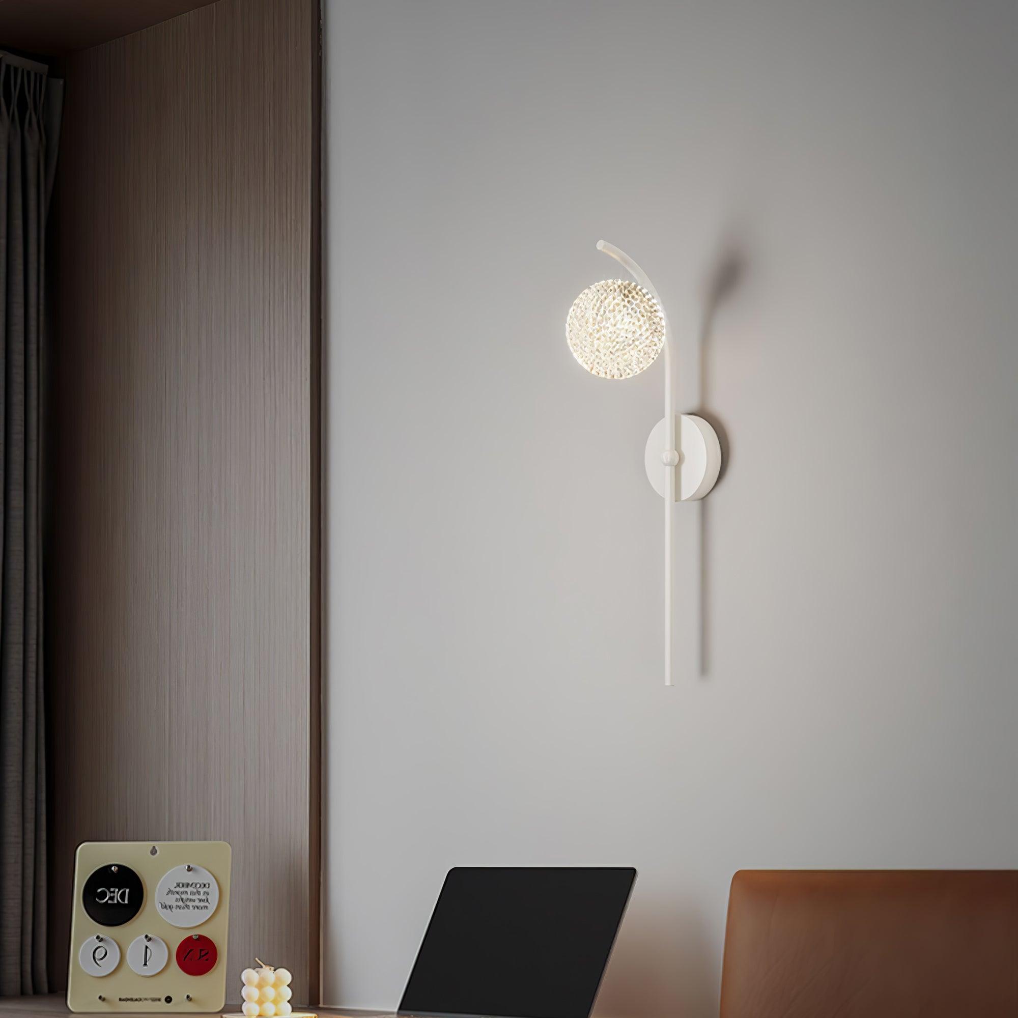 White Ksovv wall lamp above a desk