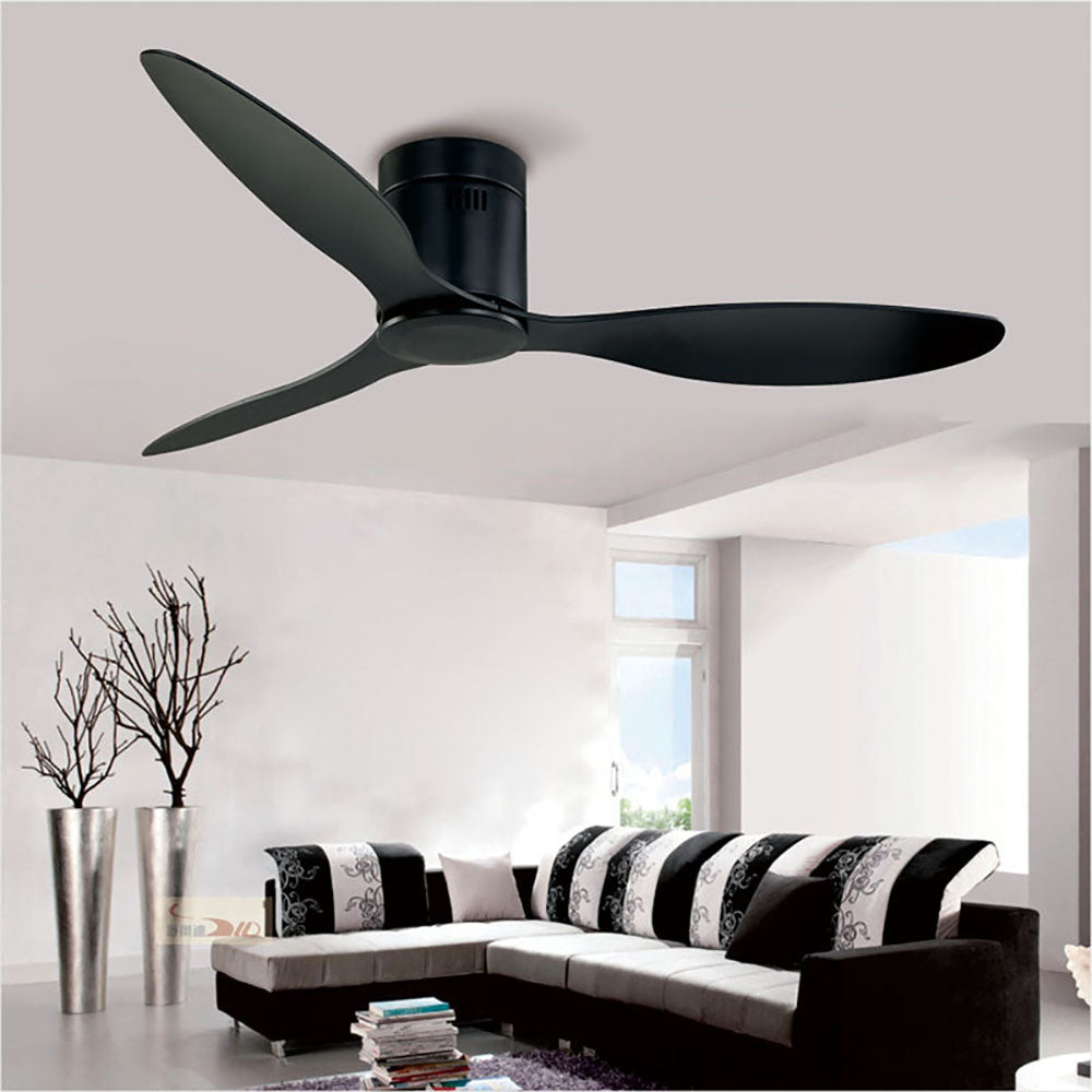 Walters Modern Minimalist 3-Blade Black DC Ceiling Fan, Low Profile, 52'' - Cueteks
