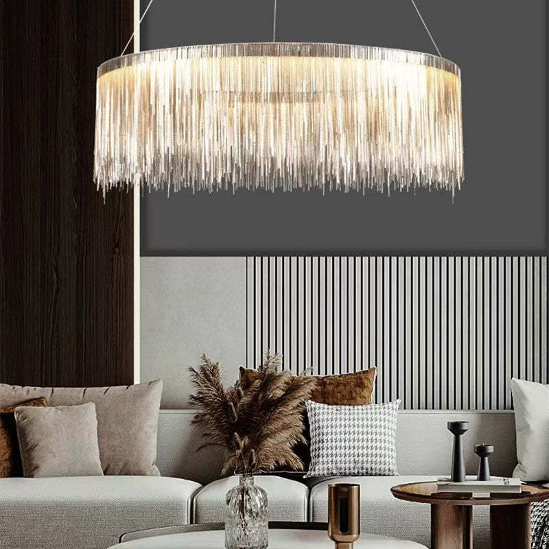 Colon Tassel Chain Art Deco Pendant Light Silver/Gold Living Room/Hall - Cueteks