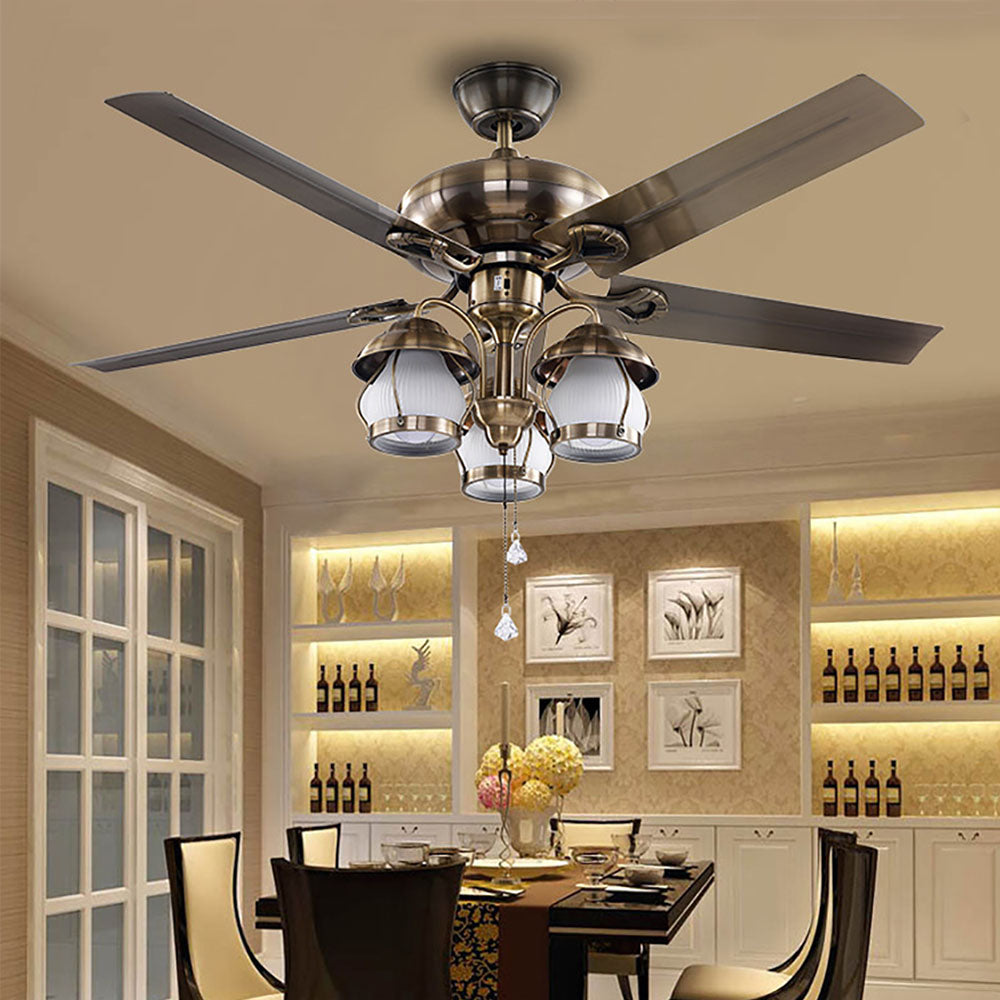 Alessio 4-Blade Rustic DC Ceiling Fan with Light, Summer, 51'' - Cueteks
