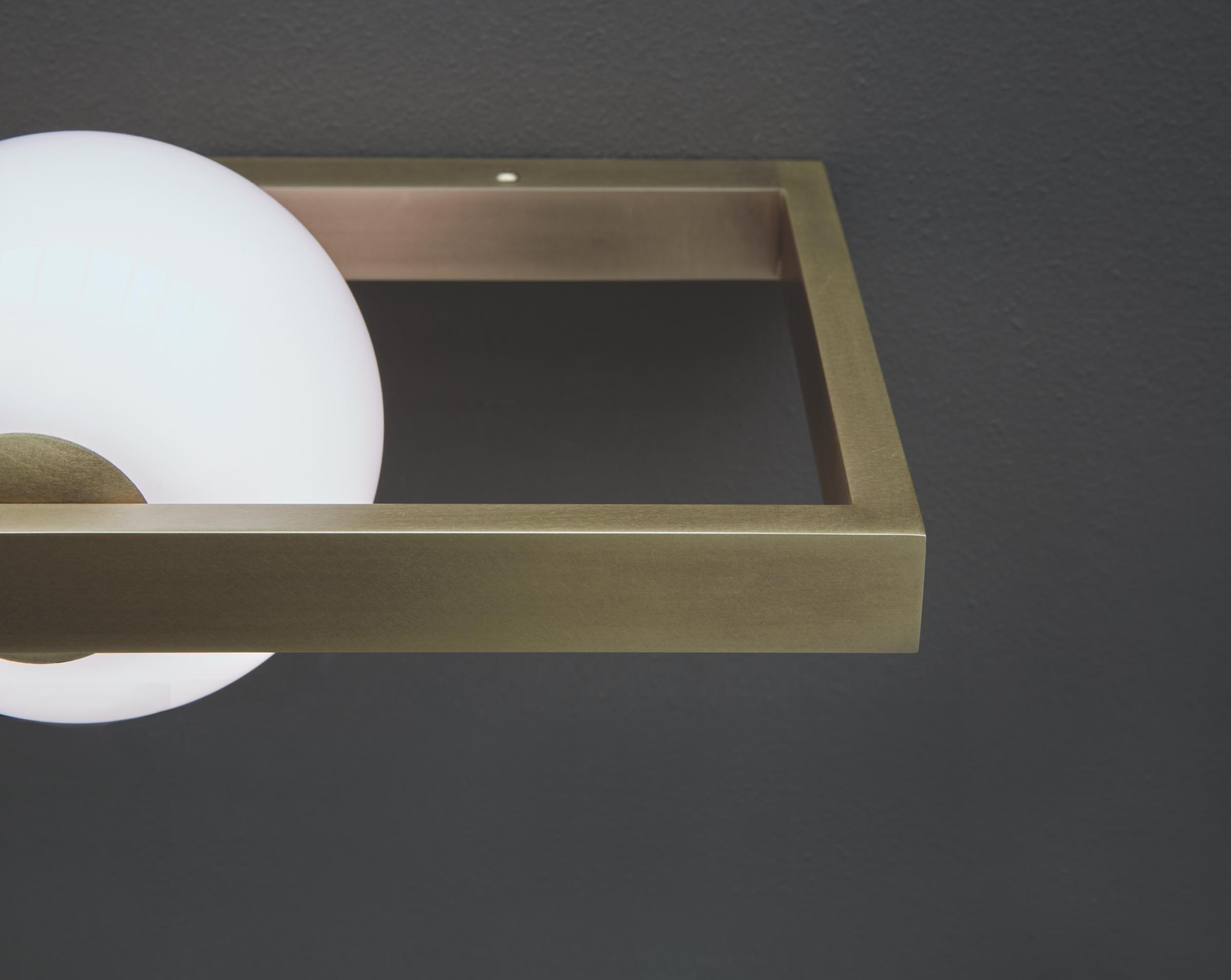 Close view of glowing globe within the rectangular frame