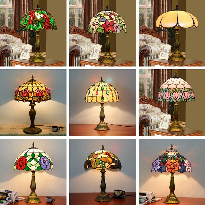 Alessio Design Bunt LED Tischlampe mit Kuppelschirm Wohn/Schlafzimmer Metall&Glas - Cueteks