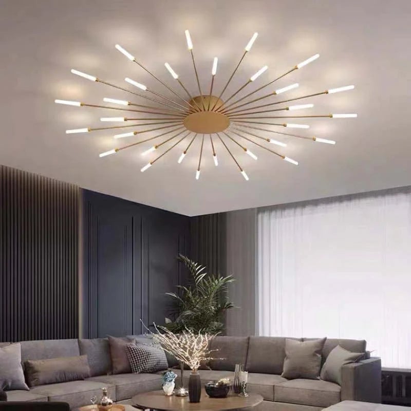 Lowry Industrial LED Deckenleuchte Schwarz/Gold Wohnzimmer Metall - Cueteks