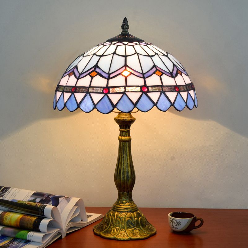 Alessio Design Bunt LED Tischlampe mit Kuppelschirm Wohn/Schlafzimmer Metall&Glas - Cueteks