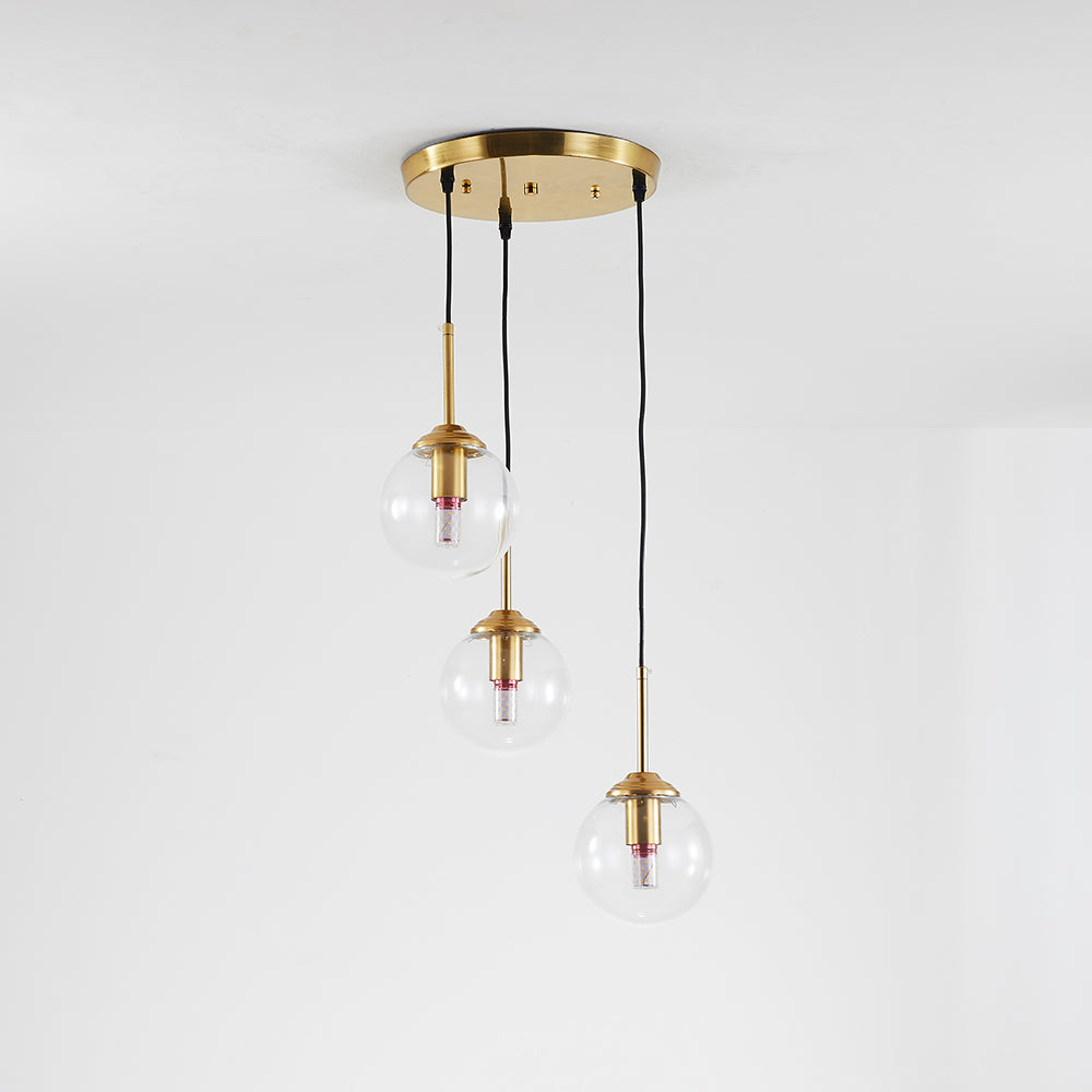 Valentina Modern LED Pendelleuchte Glaskugel, 3 Farben, Esstisch, Metall Glas - Cueteks