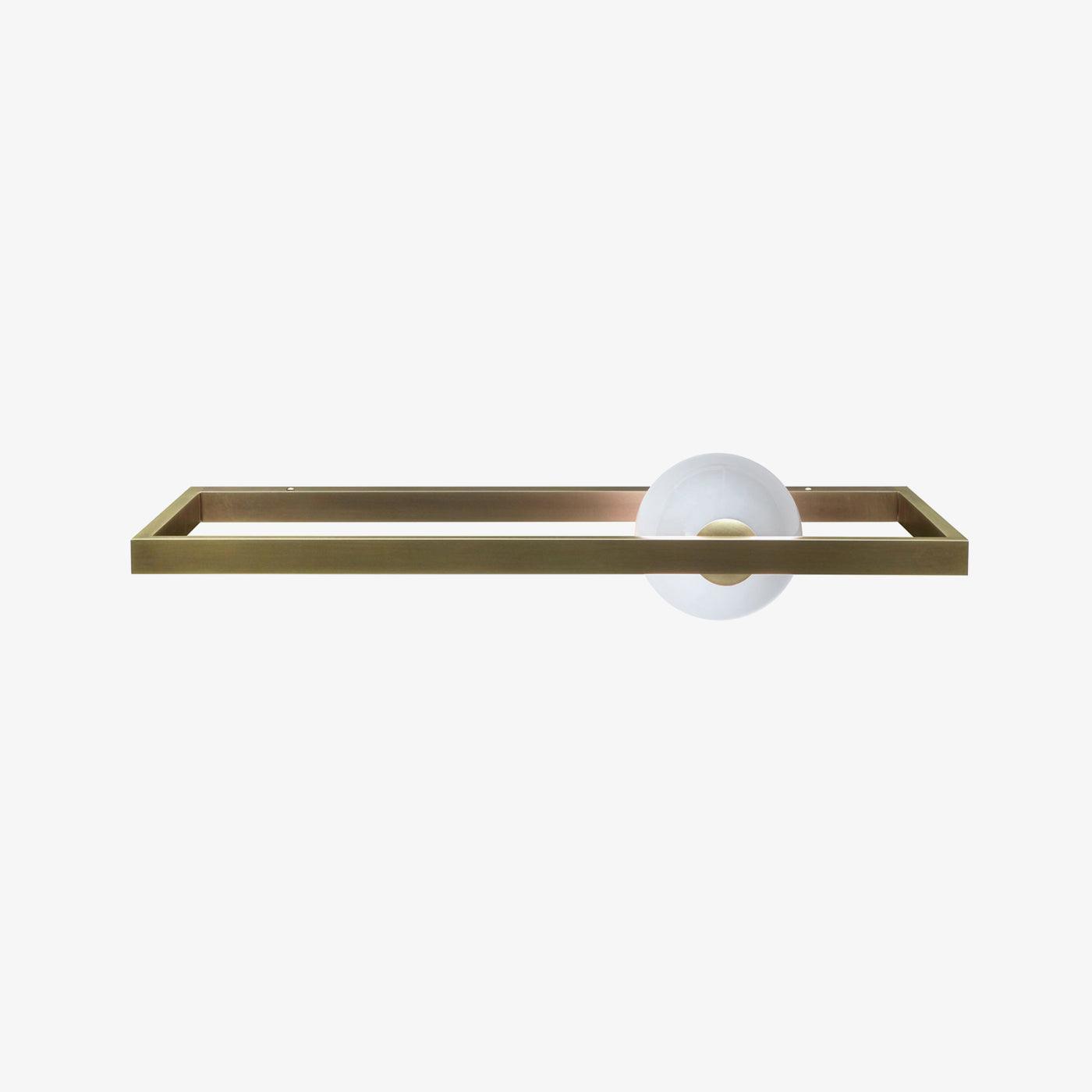 Unlit rectangular wall light with pale reflective globe
