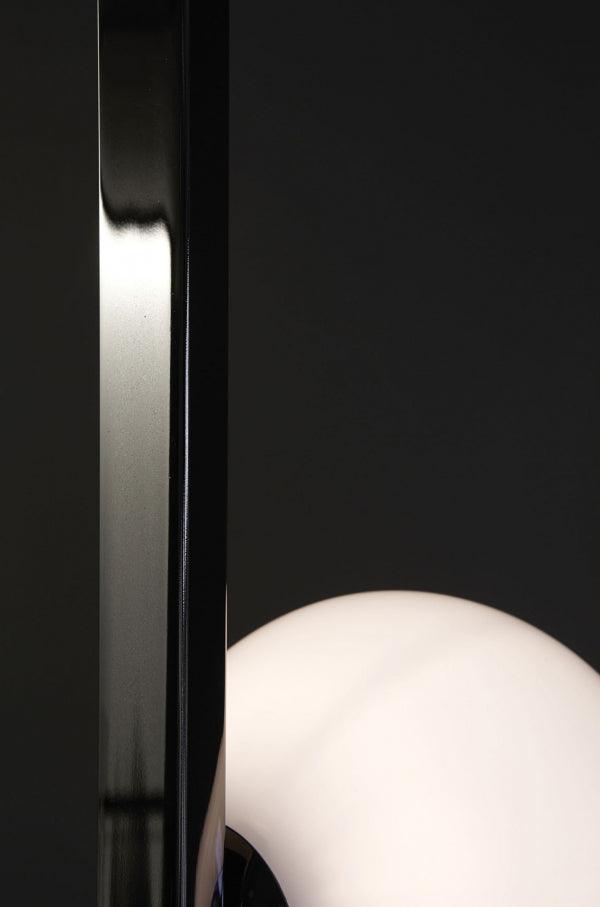 Close view of Black rail and rounded glass diffuser