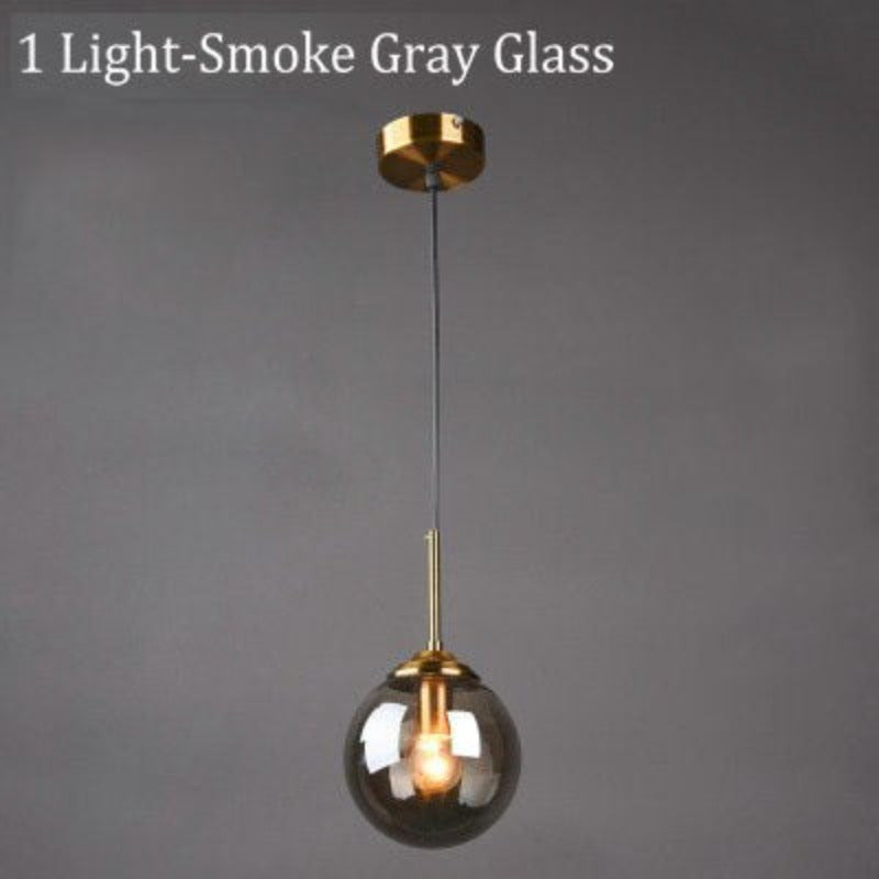 Valentina Modern LED Pendelleuchte Glaskugel, 3 Farben, Esstisch, Metall Glas - Cueteks