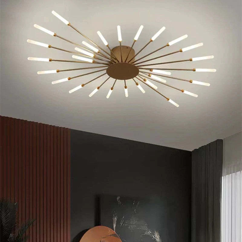 Lowry Industrial LED Deckenleuchte Schwarz/Gold Wohnzimmer Metall - Cueteks