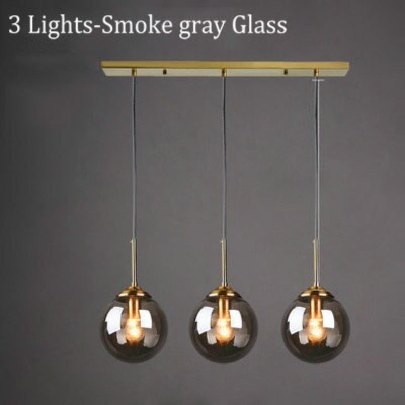 Valentina Modern LED Pendelleuchte Glaskugel, 3 Farben, Esstisch, Metall Glas - Cueteks