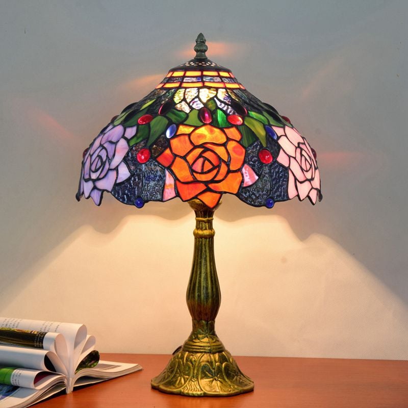Alessio Design Bunt LED Tischlampe mit Kuppelschirm Wohn/Schlafzimmer Metall&Glas - Cueteks