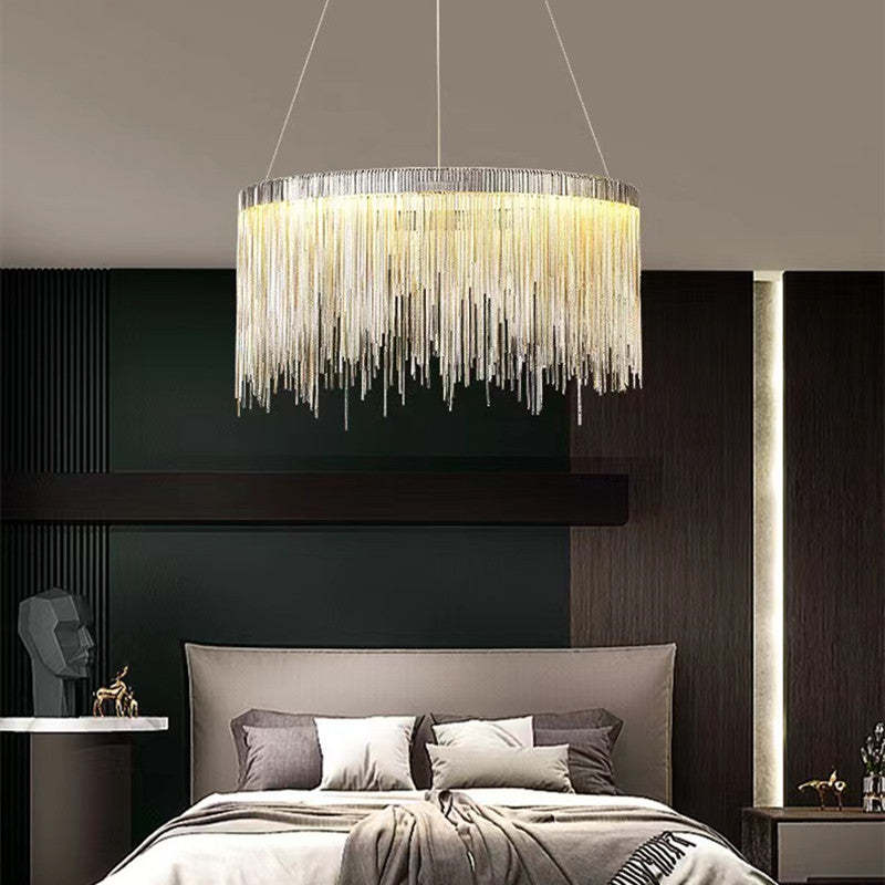 Colon Tassel Chain Art Deco Pendant Light Silver/Gold Living Room/Hall - Cueteks