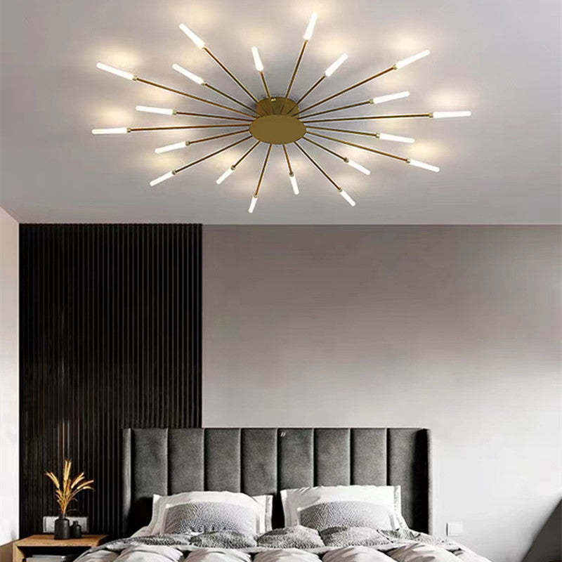 Lowry Industrial LED Deckenleuchte Schwarz/Gold Wohnzimmer Metall - Cueteks