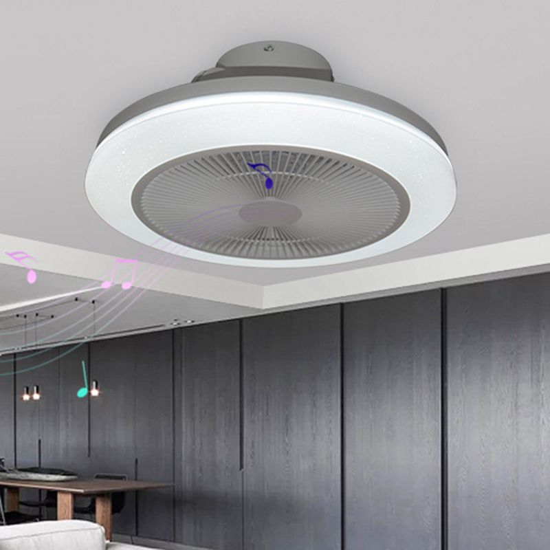 Ceiling fan light in a room with illustrated musical notes