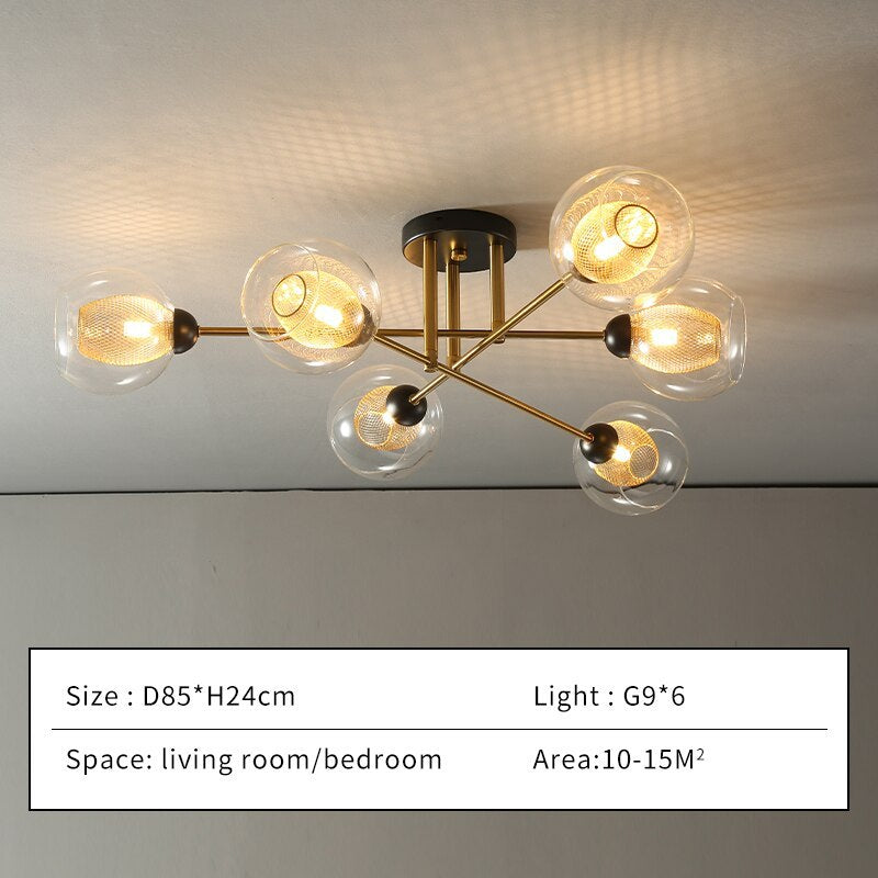 Valentina Industrial Glass Globe Chandelier LED, 6 Style - Cueteks
