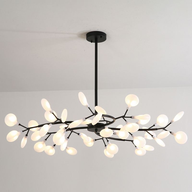 Olivia black chandelier with branching stems and a central ceiling rod