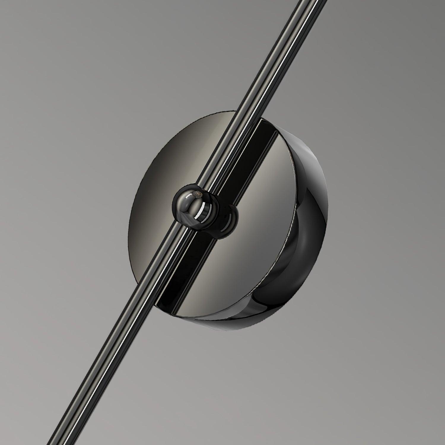 Close view of round Black wall plate and centre fastener