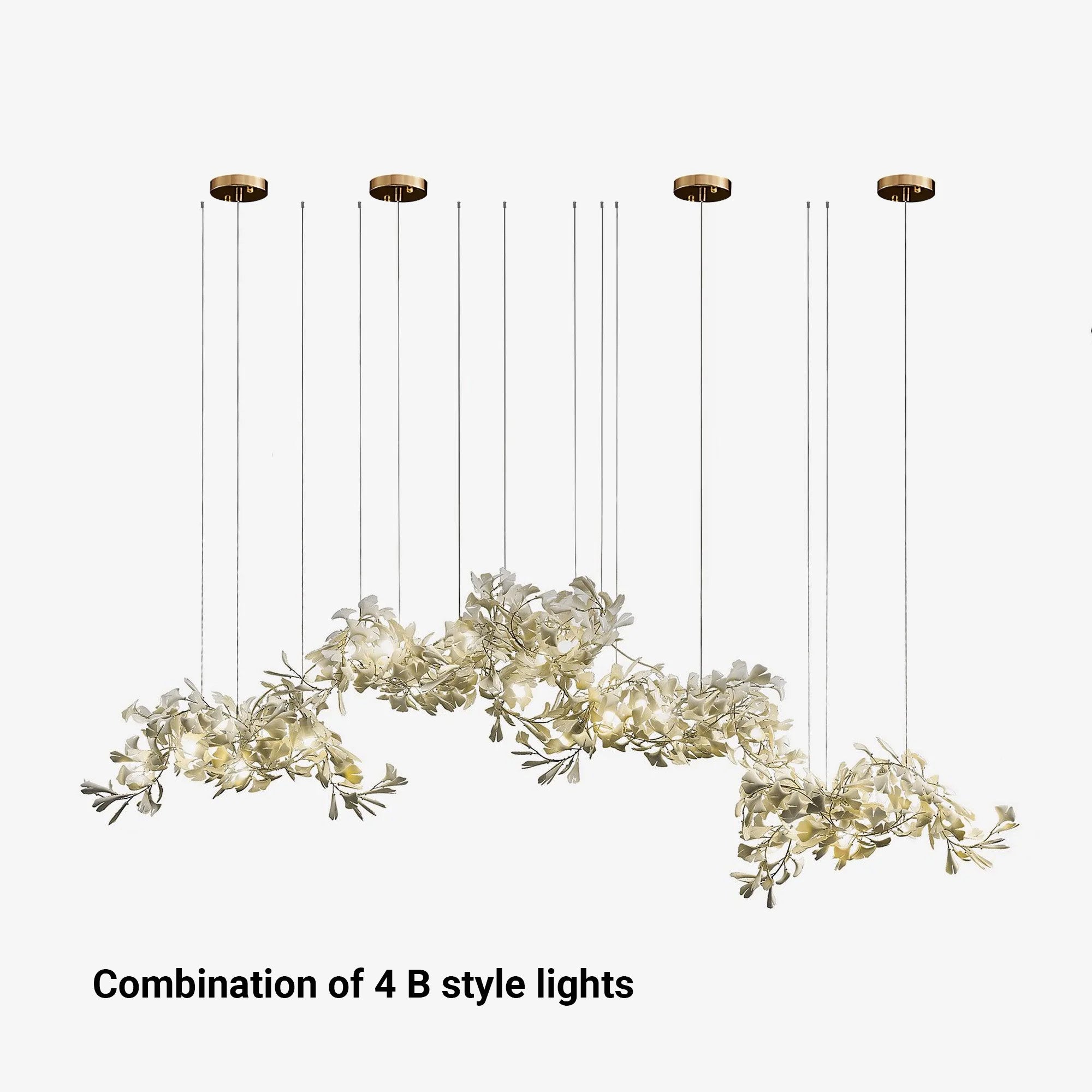 Olivia Gildglow Luxury Ceramic Chandelier Large Foyer Gingko Leaf Living Room - Cueteks
