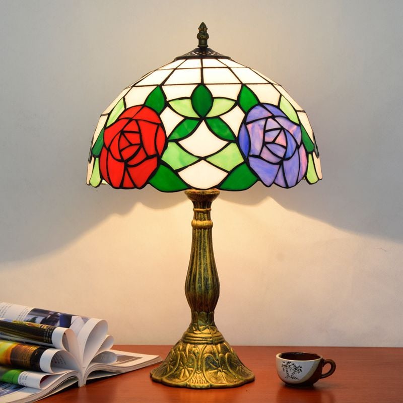 Alessio Design Bunt LED Tischlampe mit Kuppelschirm Wohn/Schlafzimmer Metall&Glas - Cueteks