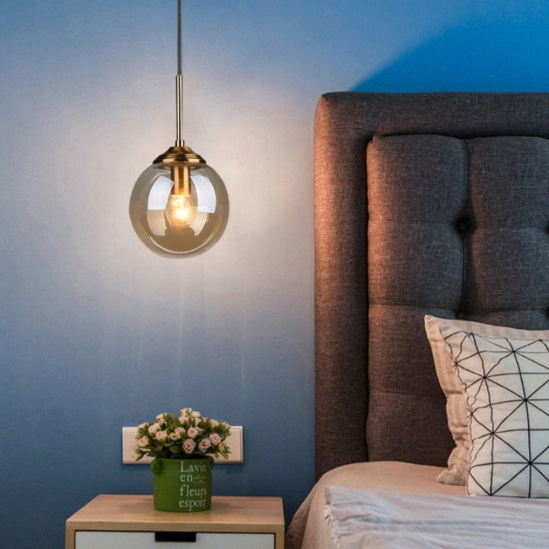 Valentina Modern LED Pendelleuchte Glaskugel, 3 Farben, Esstisch, Metall Glas - Cueteks