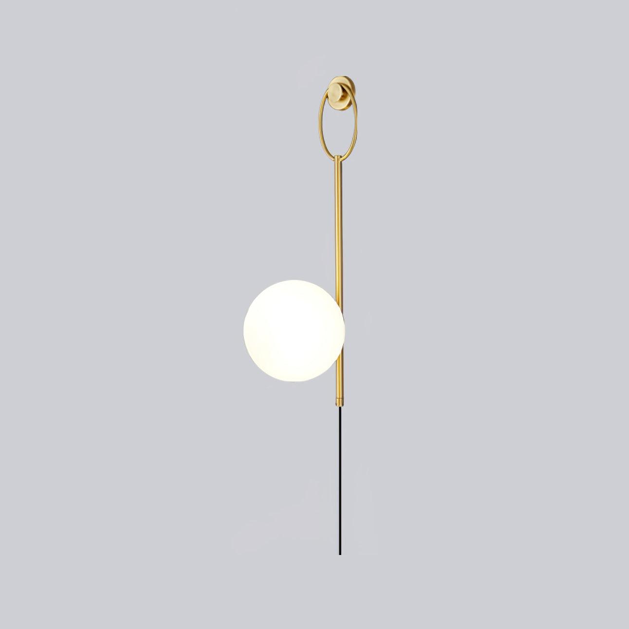 Ballon globe wall lamp with cord visible below