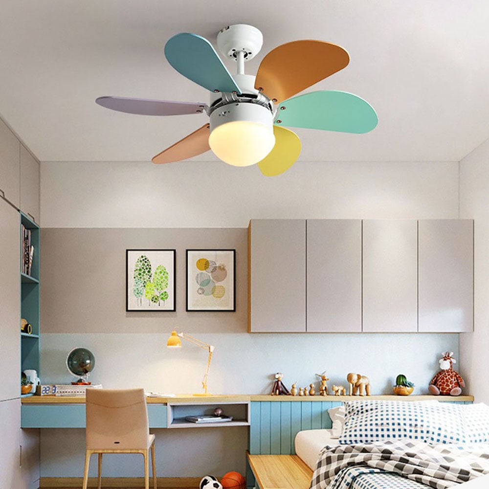 Morandi 5-Blade Ceiling Fan Round Light, Metal, DIA35.43‘’ - Cueteks