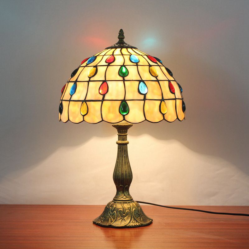 Alessio Design Bunt LED Tischlampe mit Kuppelschirm Wohn/Schlafzimmer Metall&Glas - Cueteks