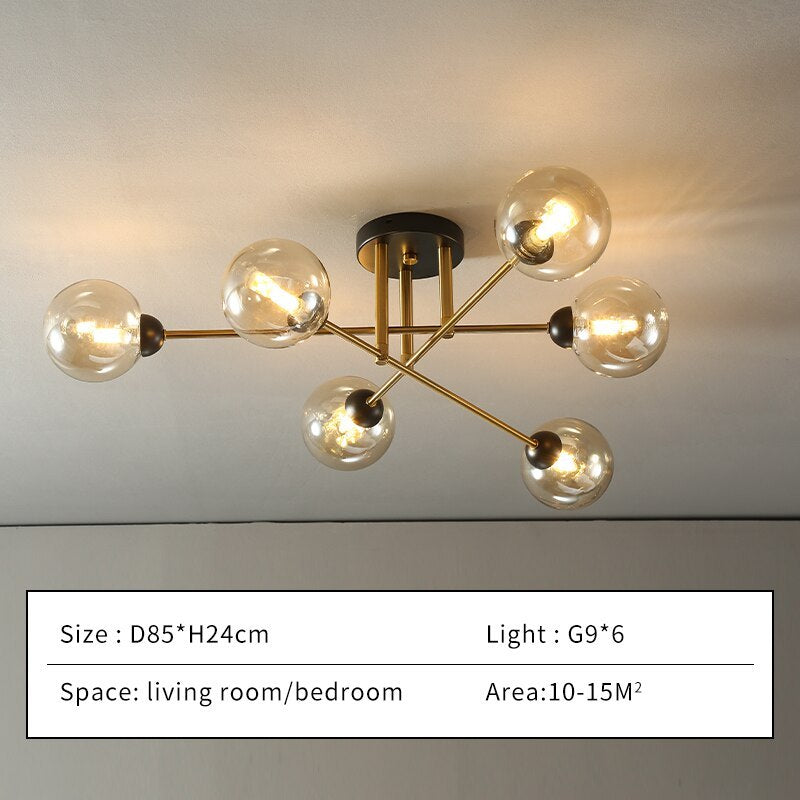 Valentina Industrial Glass Globe Chandelier LED, 6 Style - Cueteks