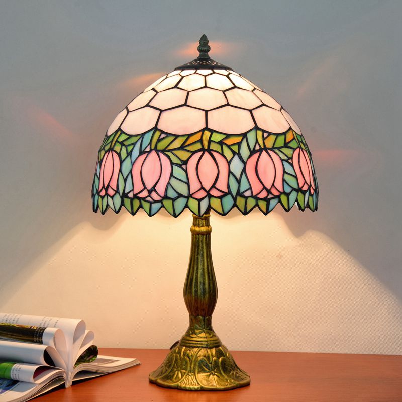 Alessio Design Bunt LED Tischlampe mit Kuppelschirm Wohn/Schlafzimmer Metall&Glas - Cueteks
