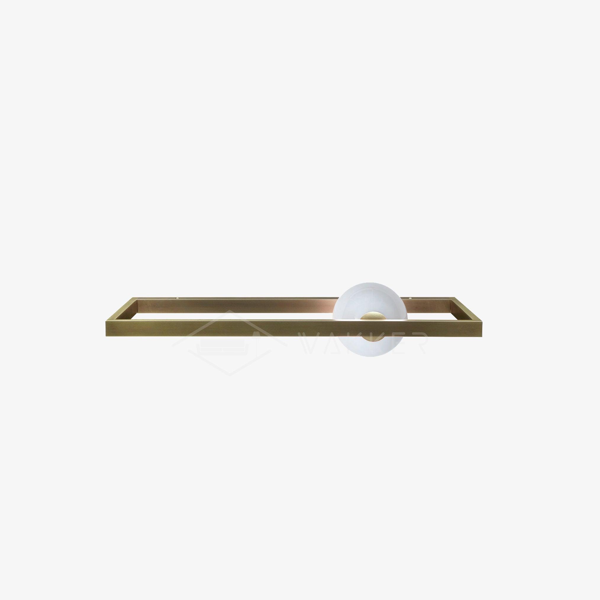 Horizontal Copper-finish frame and pale glass globe