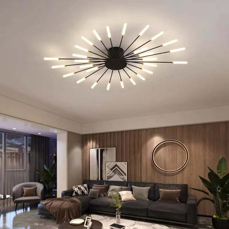 Lowry Industrial LED Deckenleuchte Schwarz/Gold Wohnzimmer Metall - Cueteks