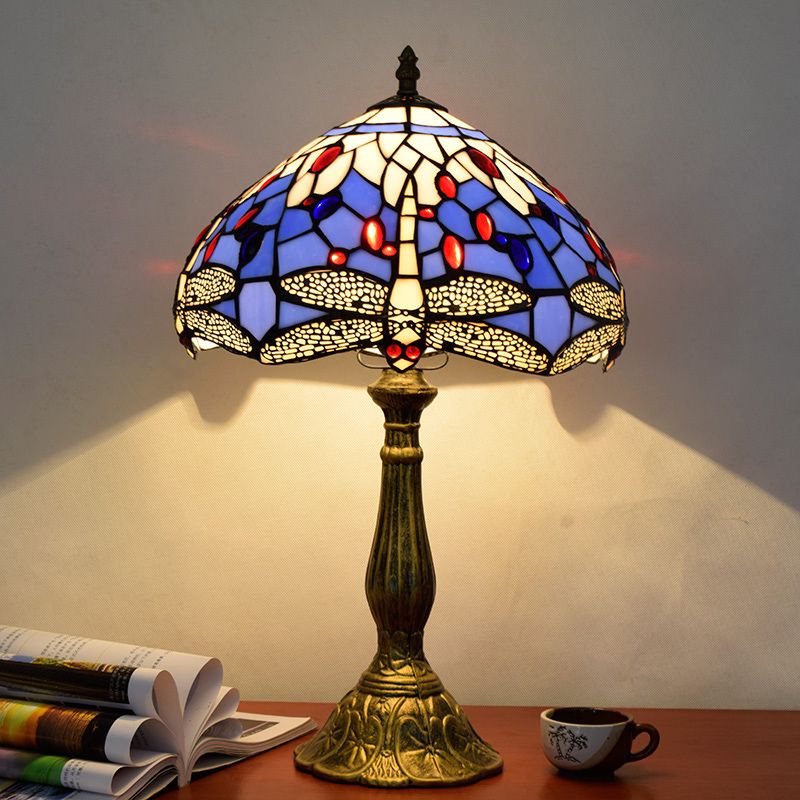 Alessio Design Bunt LED Tischlampe mit Kuppelschirm Wohn/Schlafzimmer Metall&Glas - Cueteks