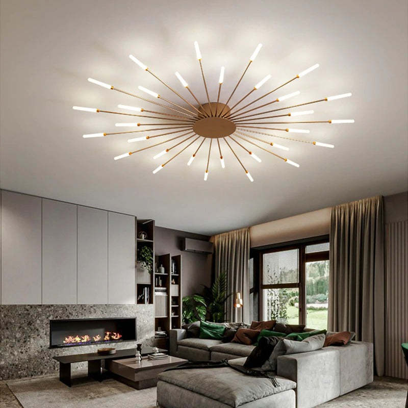 Lowry Industrial LED Deckenleuchte Schwarz/Gold Wohnzimmer Metall - Cueteks