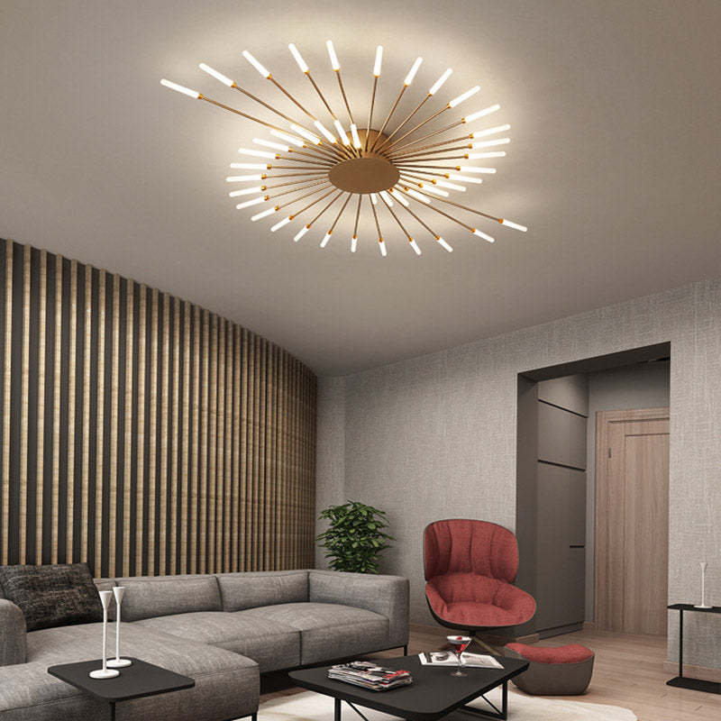 Lowry Industrial LED Deckenleuchte Schwarz/Gold Wohnzimmer Metall - Cueteks