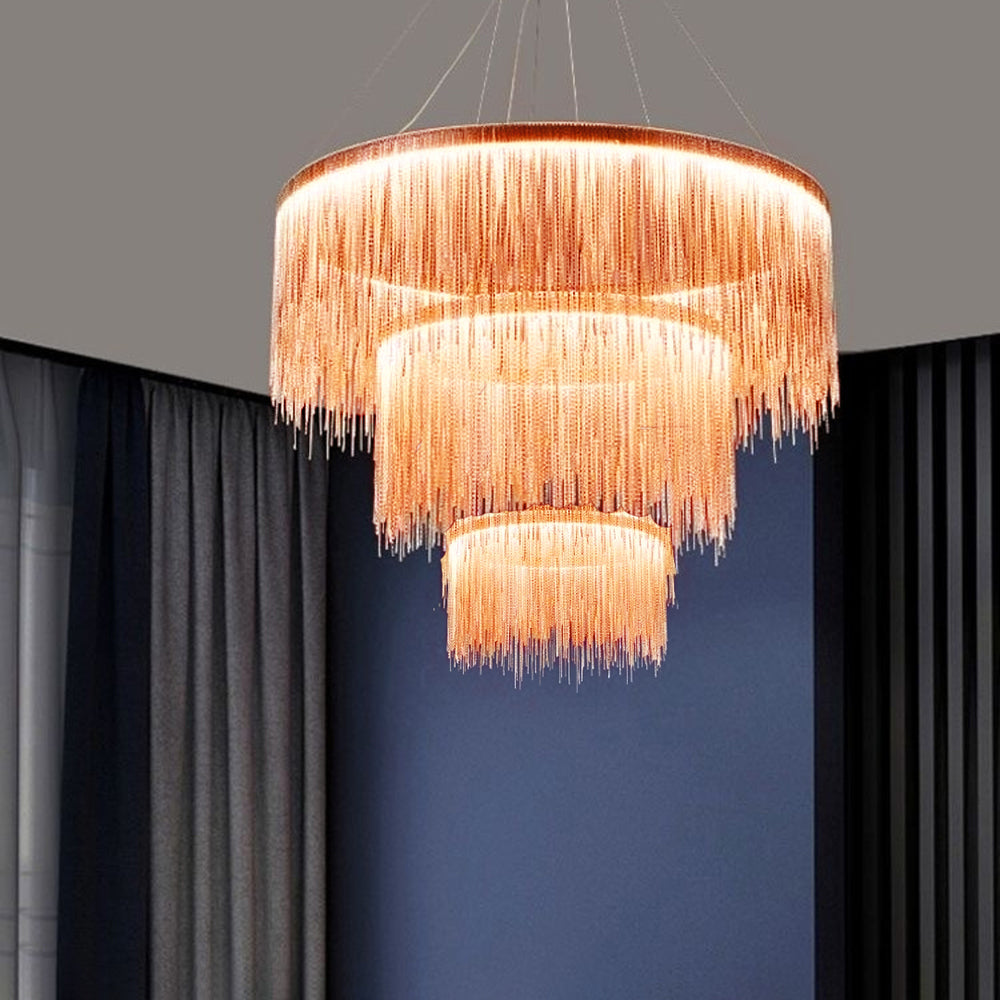 Colon Tassel Chain Art Deco Pendant Light Silver/Gold Living Room/Hall - Cueteks