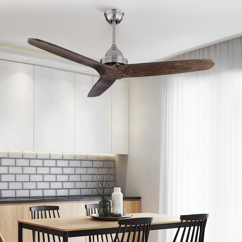 Walters 3-Blade Industrial Black DC Ceiling Fan, Metal & ABS, Summer, 52'' - Cueteks