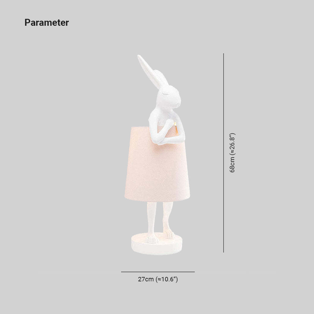 Dimension drawing of the white rabbit-ballerina lamp