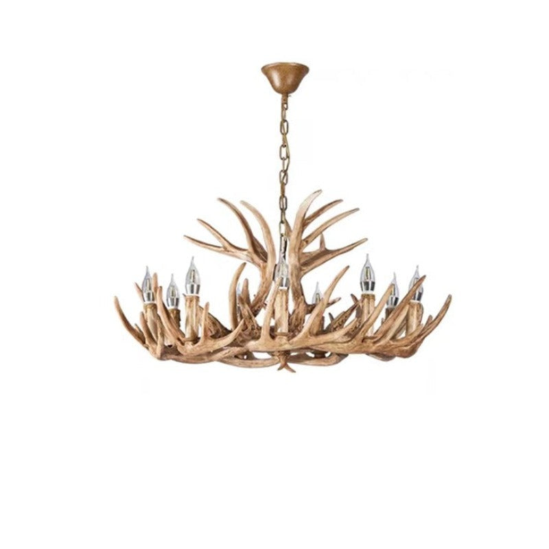 Austin Retro Deer Horn Resin Chandelier White Brown Coffee Living Room - Cueteks