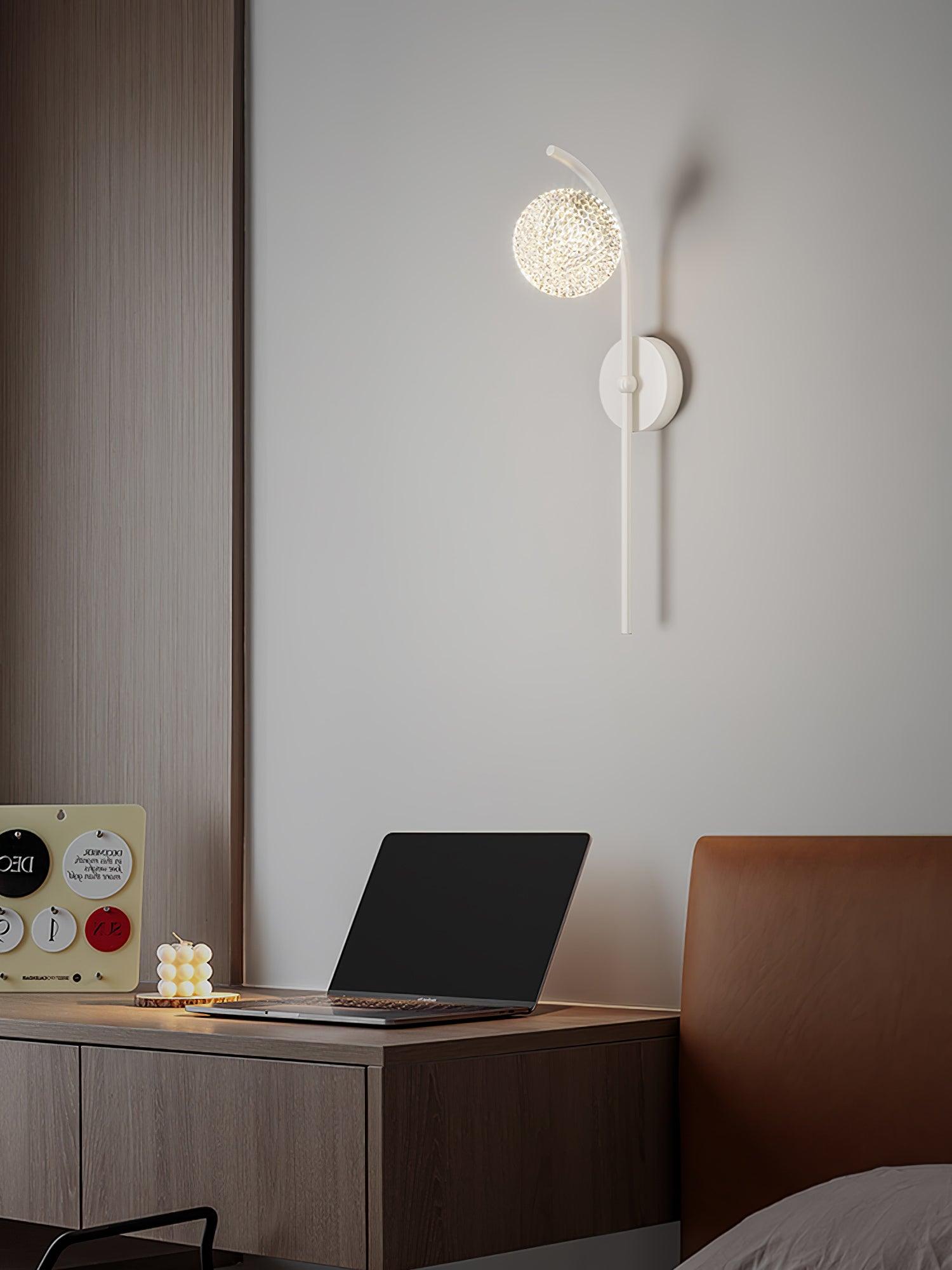 White Ksovv lamp near a laptop