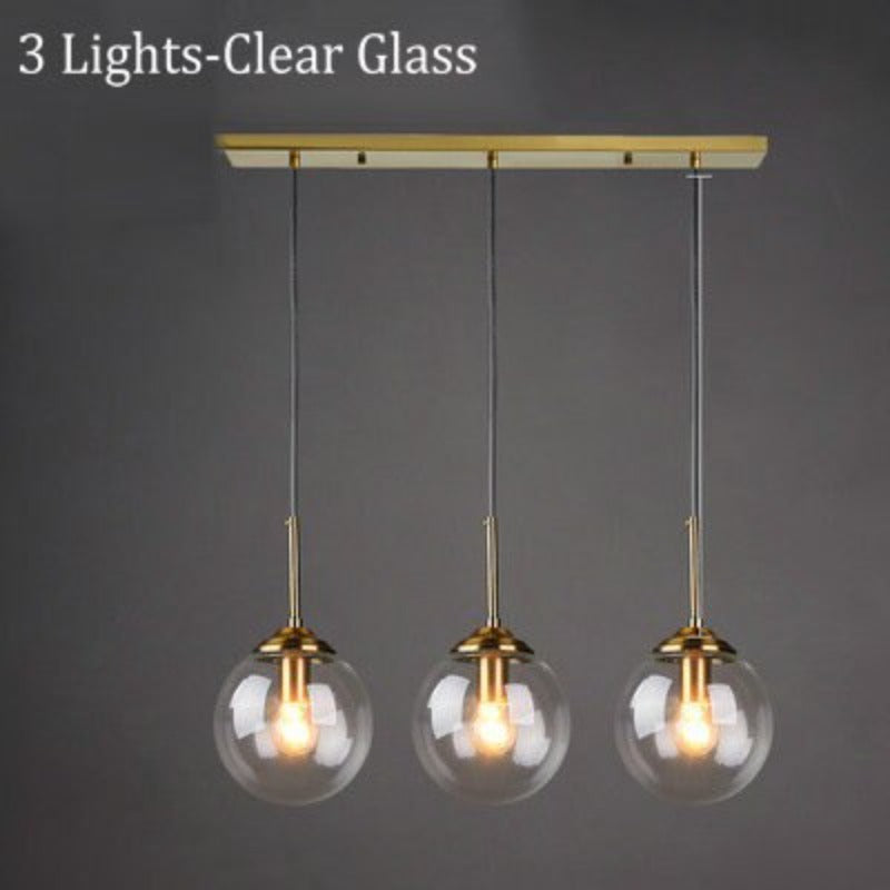 Valentina Modern LED Pendelleuchte Glaskugel, 3 Farben, Esstisch, Metall Glas - Cueteks