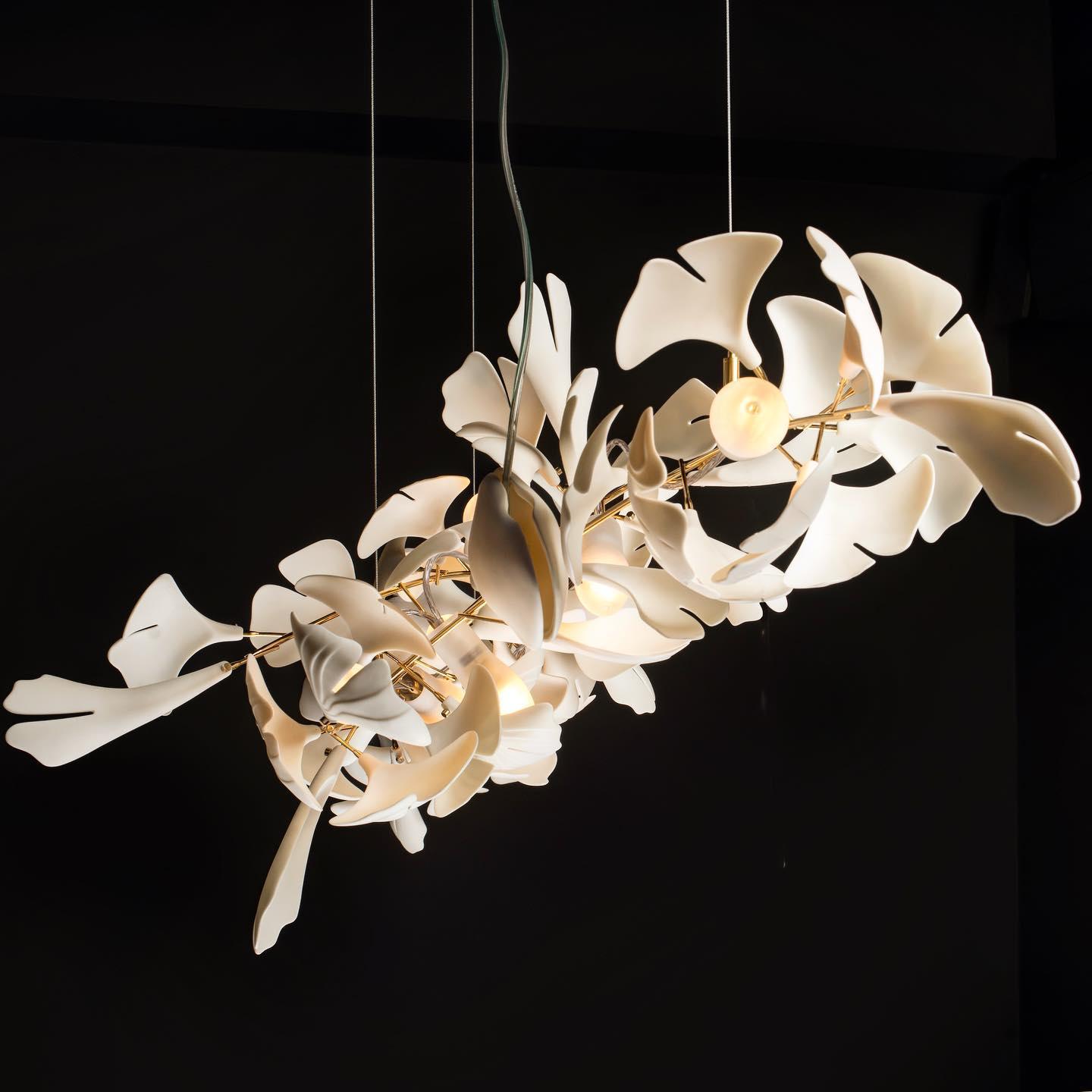 Olivia CeraFall Modern Art Deco Organic Chandelier Metal Ceramics - Cueteks