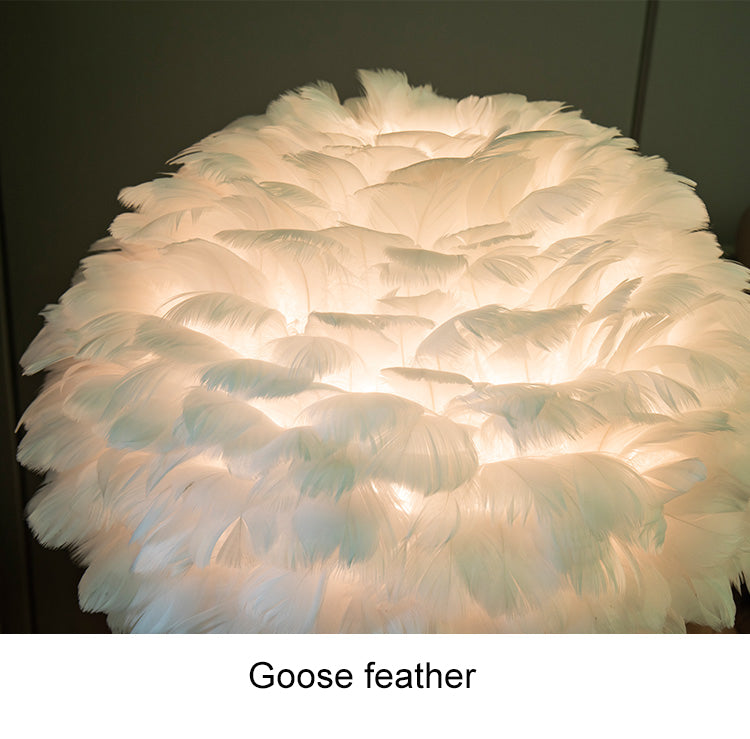O'Moore Boho Design LED Stehlampe Weiß/Rosa/Grau/Dunkelrosa Wohn/Schlafzimmer Metall/Feder - Cueteks