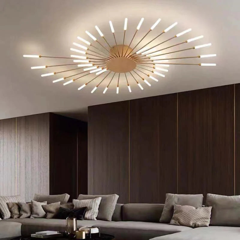 Lowry Industrial LED Deckenleuchte Schwarz/Gold Wohnzimmer Metall - Cueteks