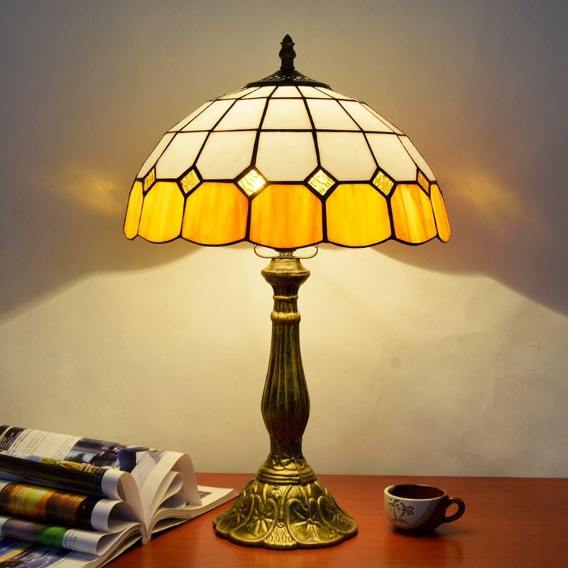 Alessio Design Bunt LED Tischlampe mit Kuppelschirm Wohn/Schlafzimmer Metall&Glas - Cueteks