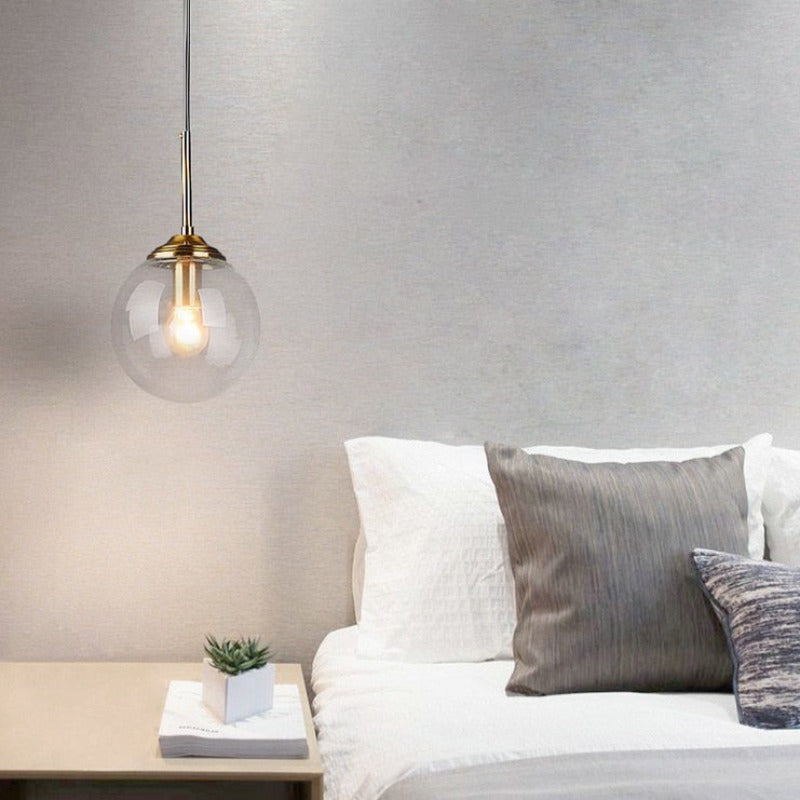 Valentina Modern LED Pendelleuchte Glaskugel, 3 Farben, Esstisch, Metall Glas - Cueteks